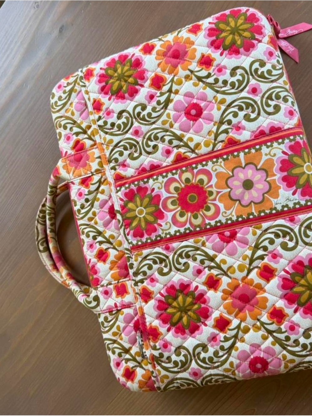 Vera Bradley Quilted Floral Laptop Sleeve in Pink, Orange & Green - Picture 2 of 5